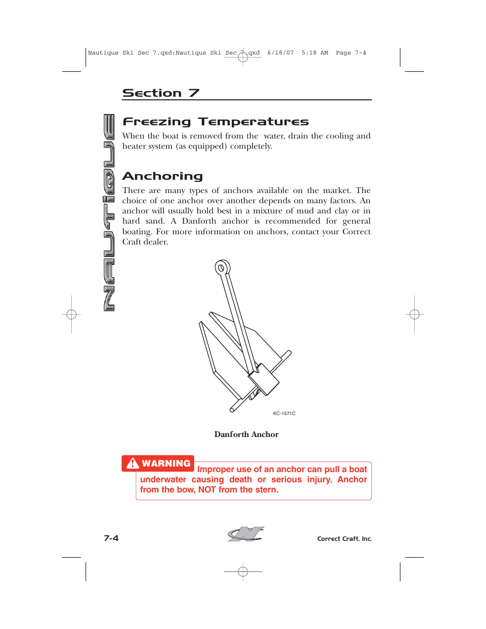 Freezing temperatures, Anchoring | Nautique 2008 70141 User Manual | Page 144 / 188