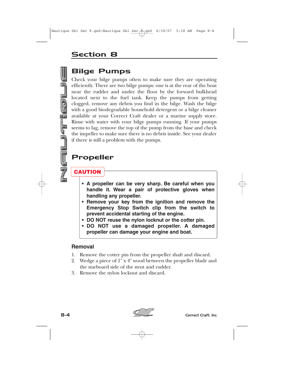 Bilge pumps, Propeller | Nautique 2008 70141 User Manual | Page 150 / 188