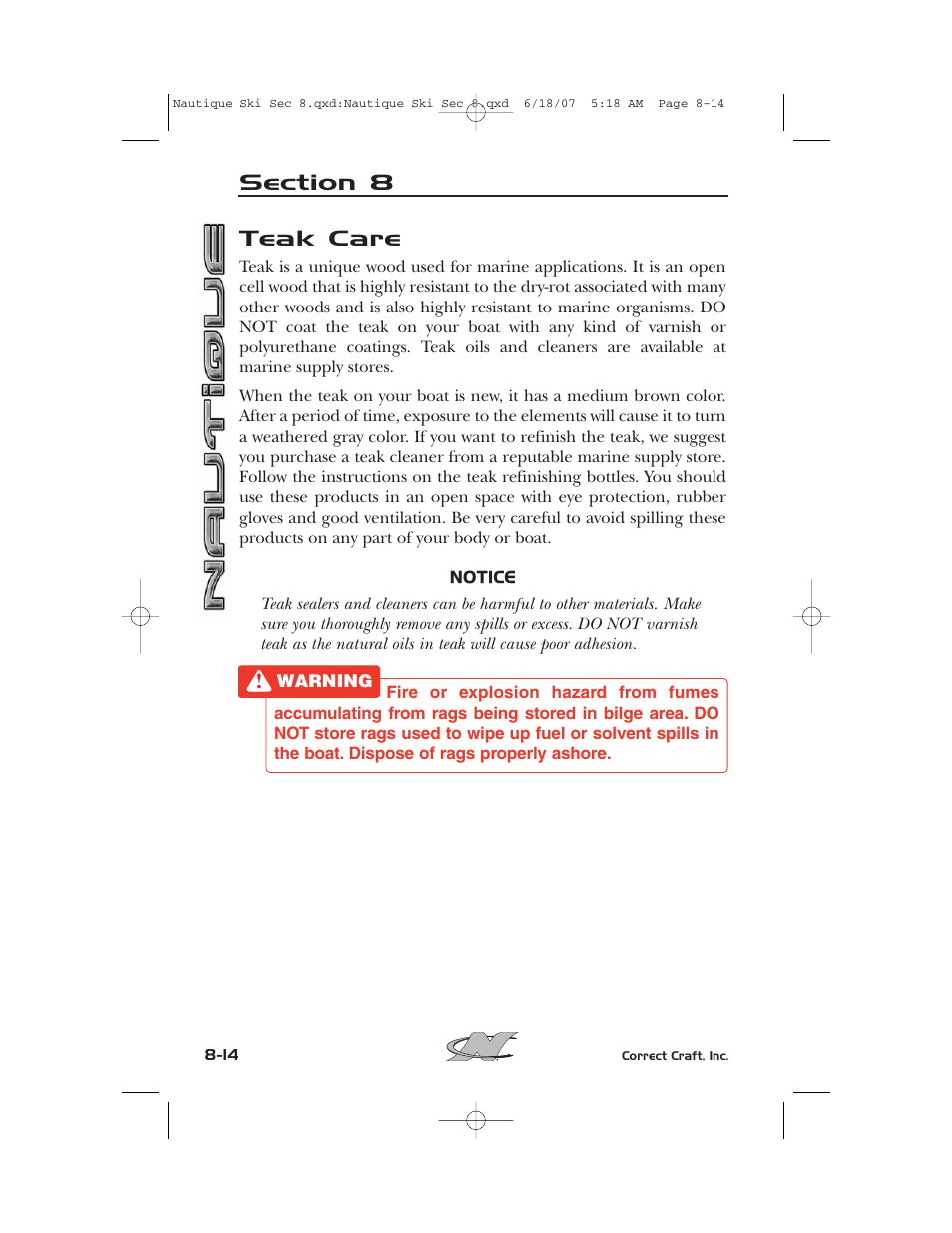 Teak care | Nautique 2008 70141 User Manual | Page 160 / 188