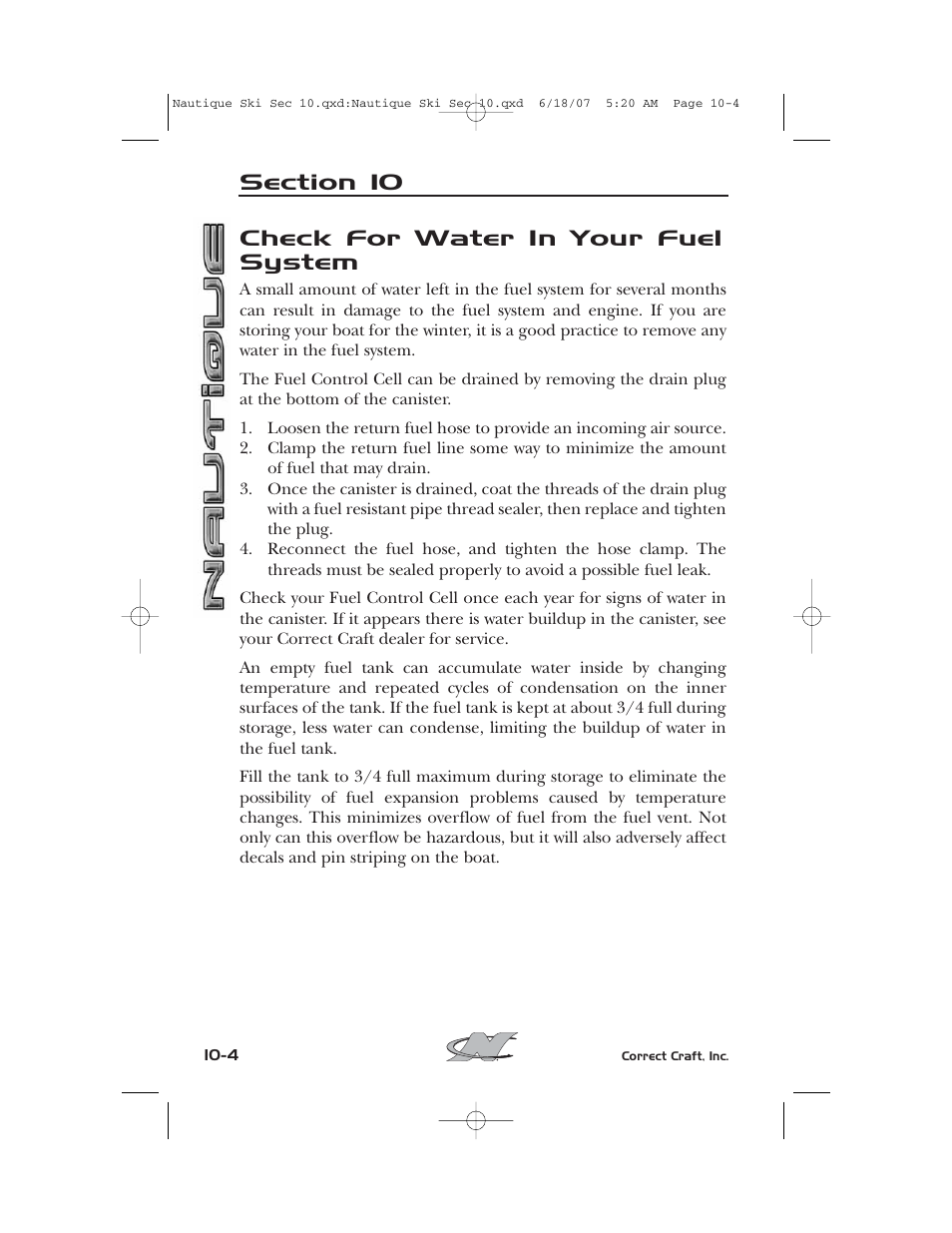 Check for water in your fuel system | Nautique 2008 70141 User Manual | Page 172 / 188