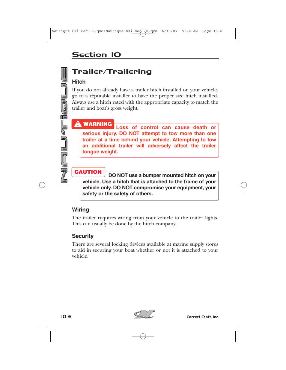 Trailer/trailering | Nautique 2008 70141 User Manual | Page 174 / 188