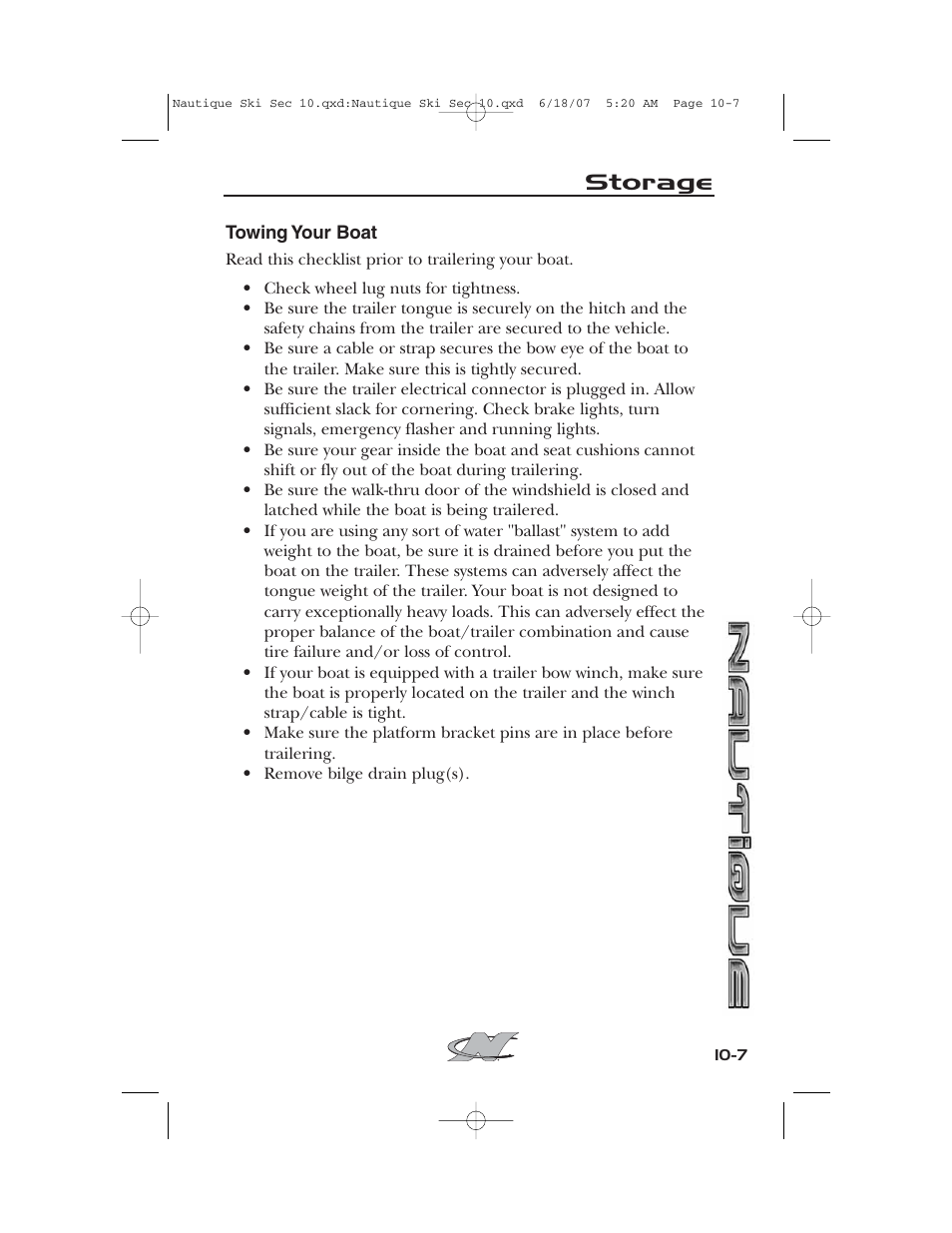 Storage | Nautique 2008 70141 User Manual | Page 175 / 188