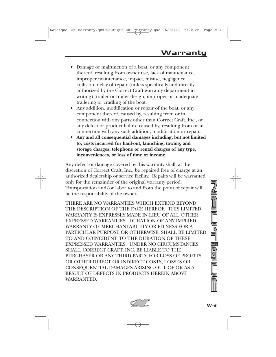 Warranty | Nautique 2008 70141 User Manual | Page 183 / 188