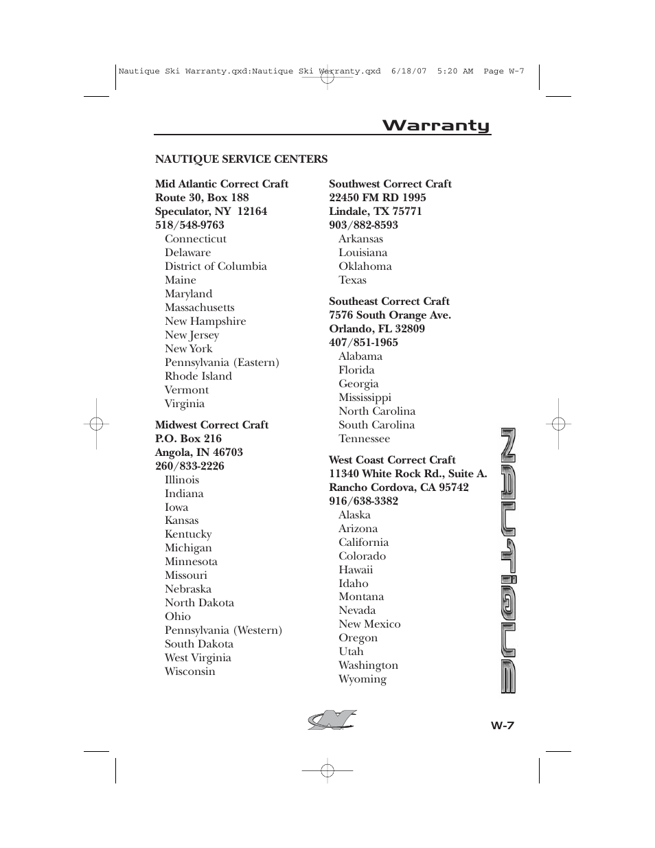 Warranty | Nautique 2008 70141 User Manual | Page 187 / 188