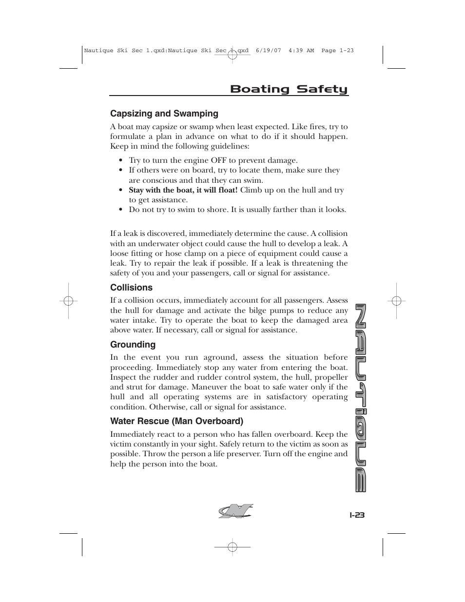 Boating safety | Nautique 2008 70141 User Manual | Page 33 / 188