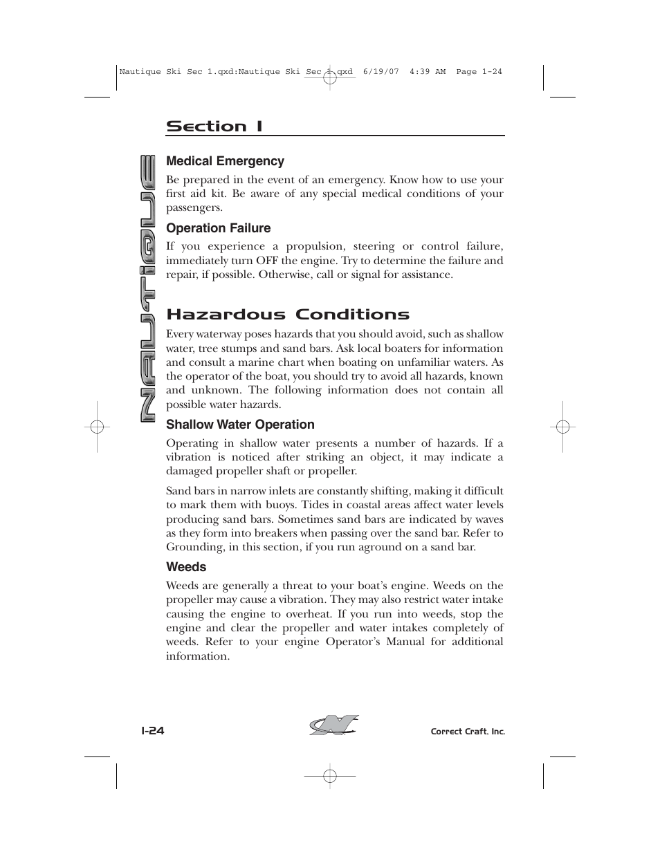 Hazardous conditions | Nautique 2008 70141 User Manual | Page 34 / 188