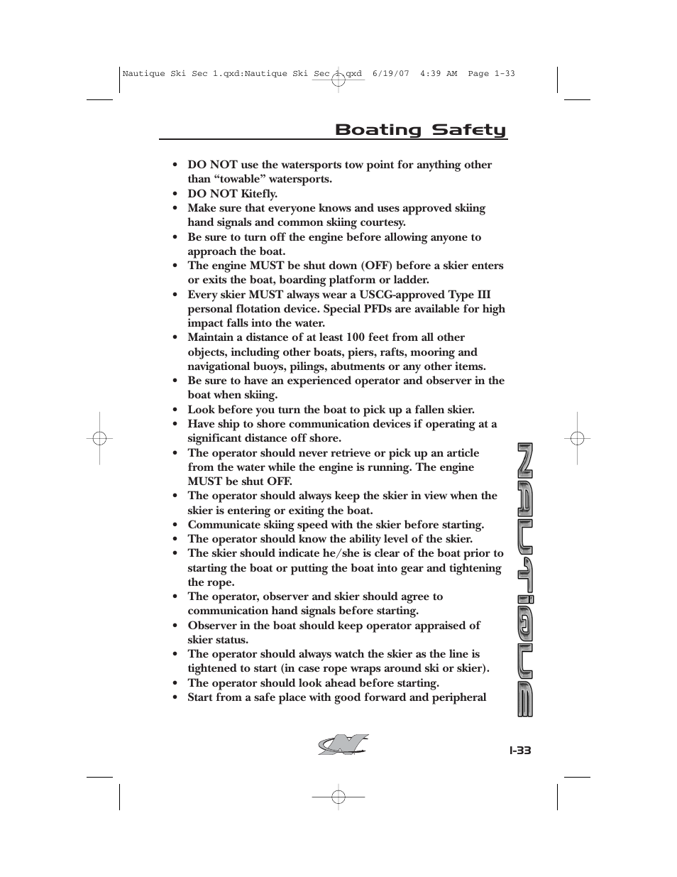 Boating safety | Nautique 2008 70141 User Manual | Page 43 / 188