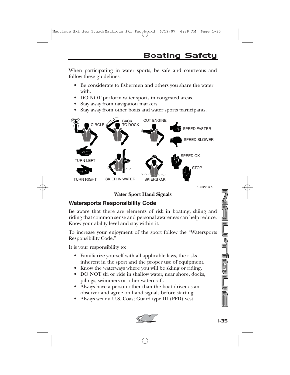 Boating safety | Nautique 2008 70141 User Manual | Page 45 / 188