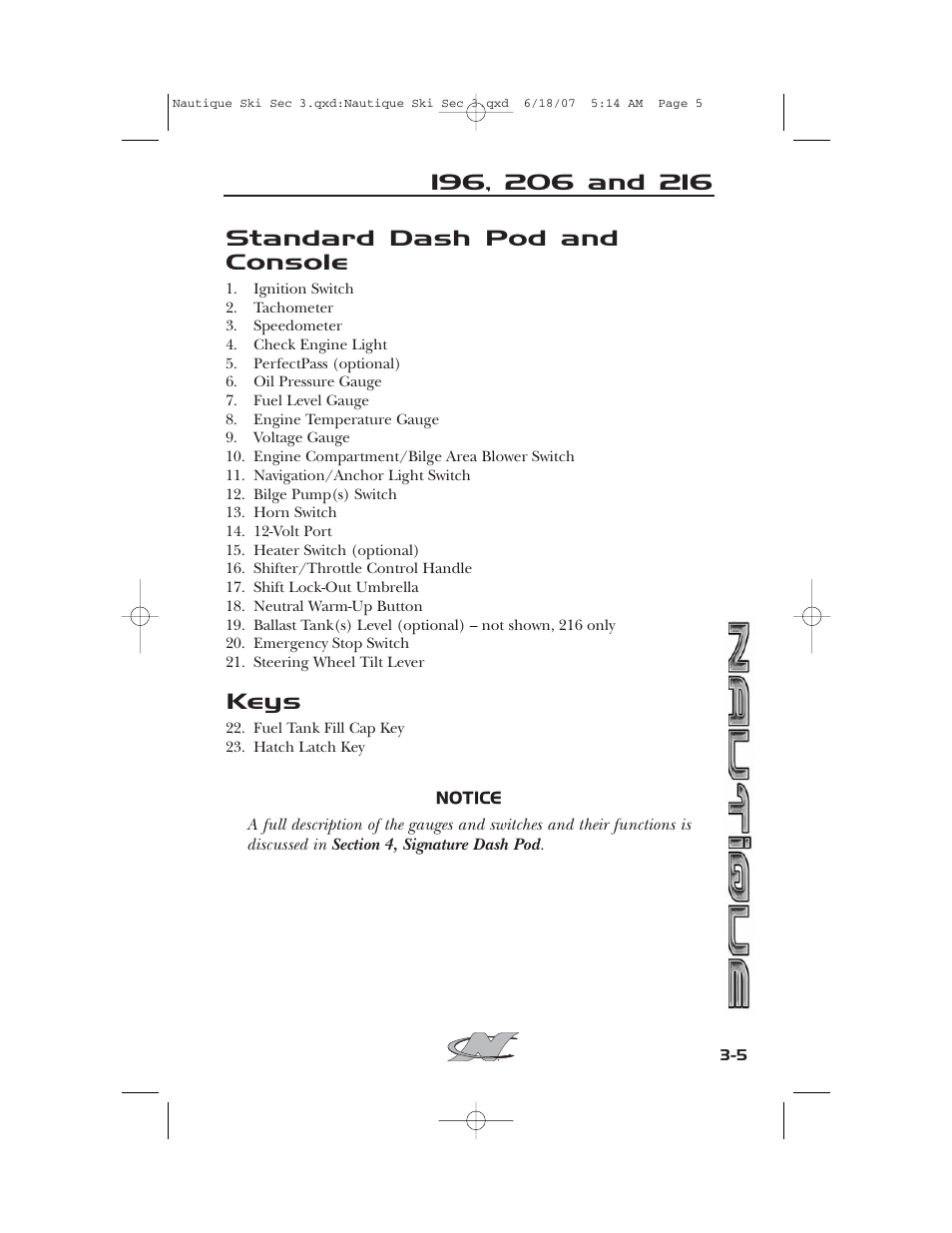 Keys | Nautique 2008 70141 User Manual | Page 61 / 188