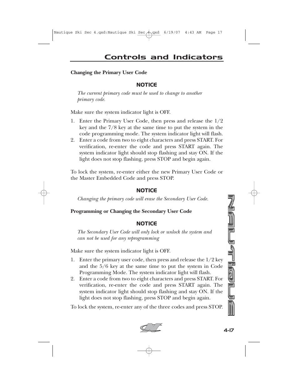 Controls and indicators | Nautique 2008 70141 User Manual | Page 87 / 188