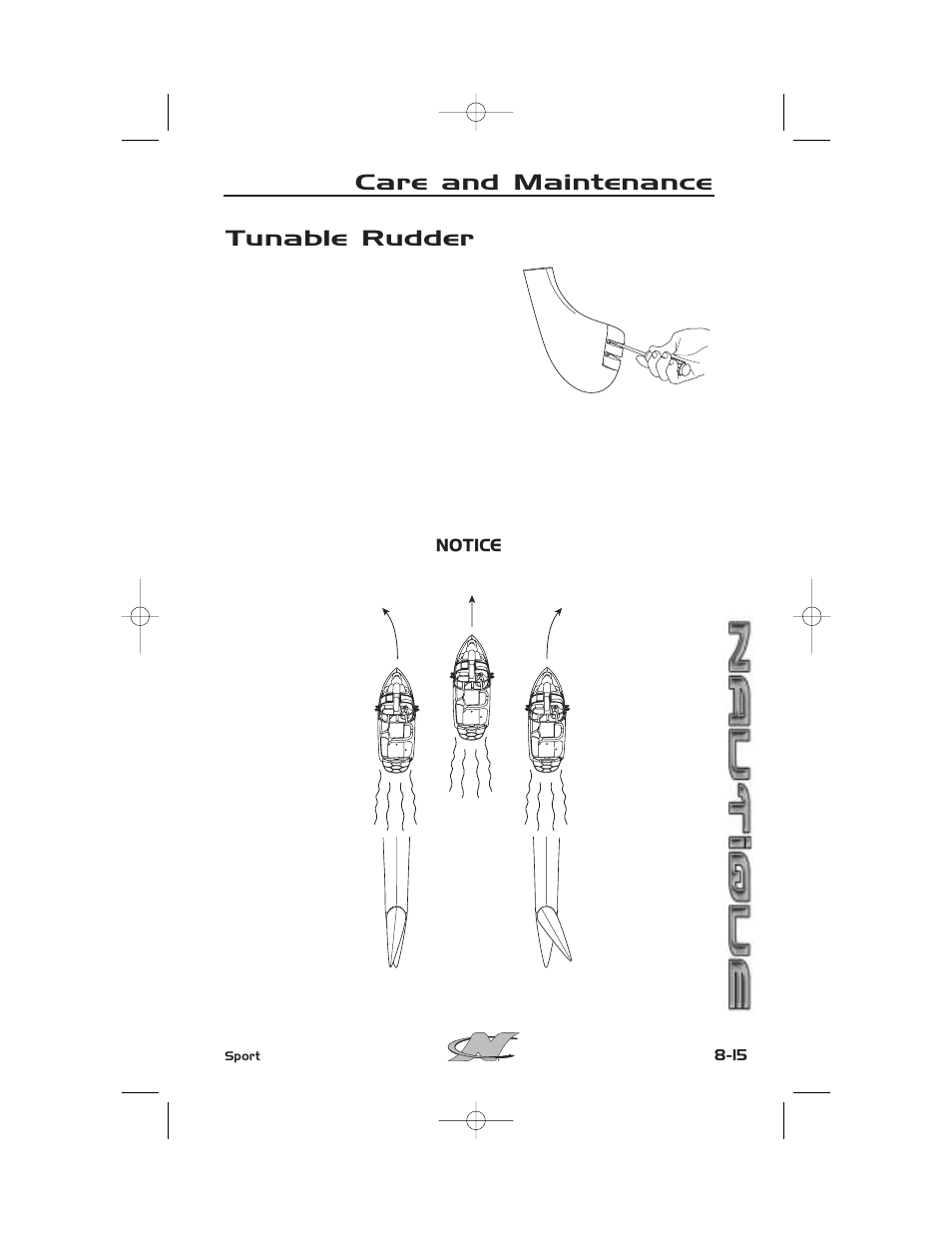 Tunable rudder, Care and maintenance | Nautique SPORT NAUTIQUE 216 User Manual | Page 158 / 188