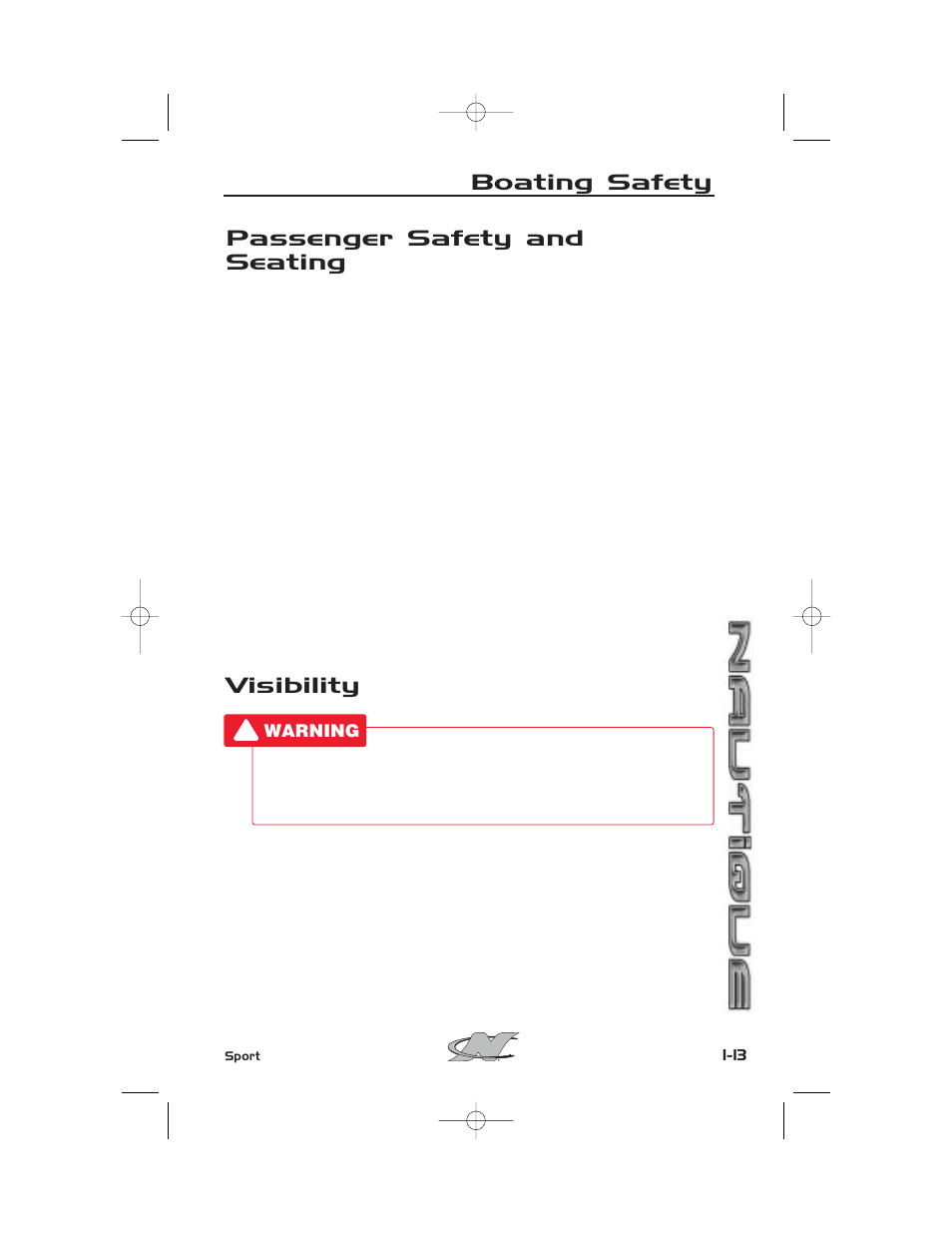 Passenger safety and seating, Visibility, Boating safety | Nautique SPORT NAUTIQUE 216 User Manual | Page 24 / 188