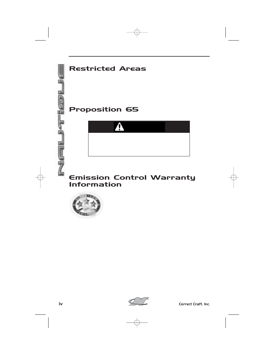 Warning, Restricted areas | Nautique SPORT NAUTIQUE 216 User Manual | Page 5 / 188