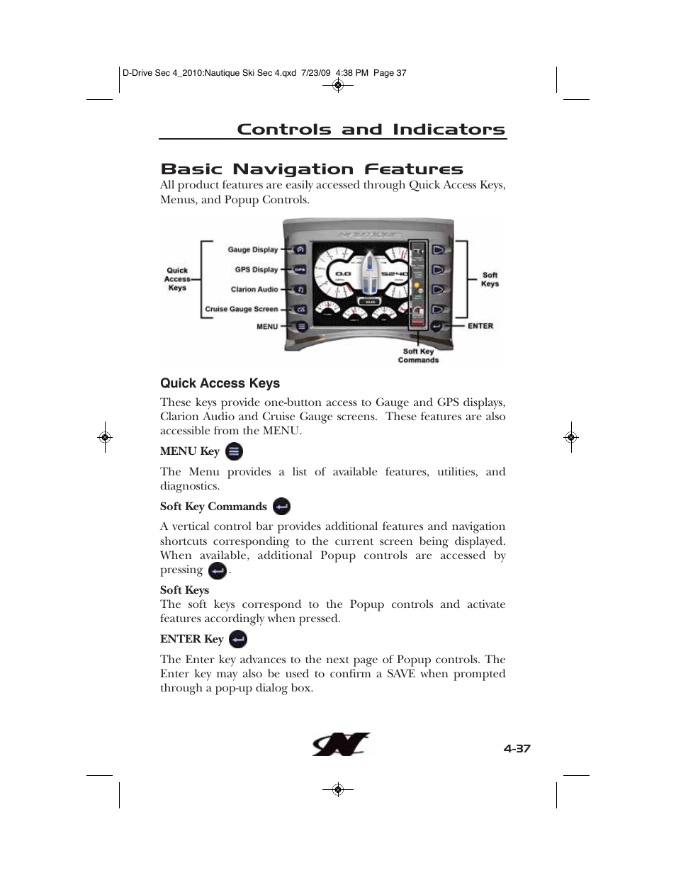 Basic navigation features, Controls and indicators | Nautique 100077 User Manual | Page 109 / 228