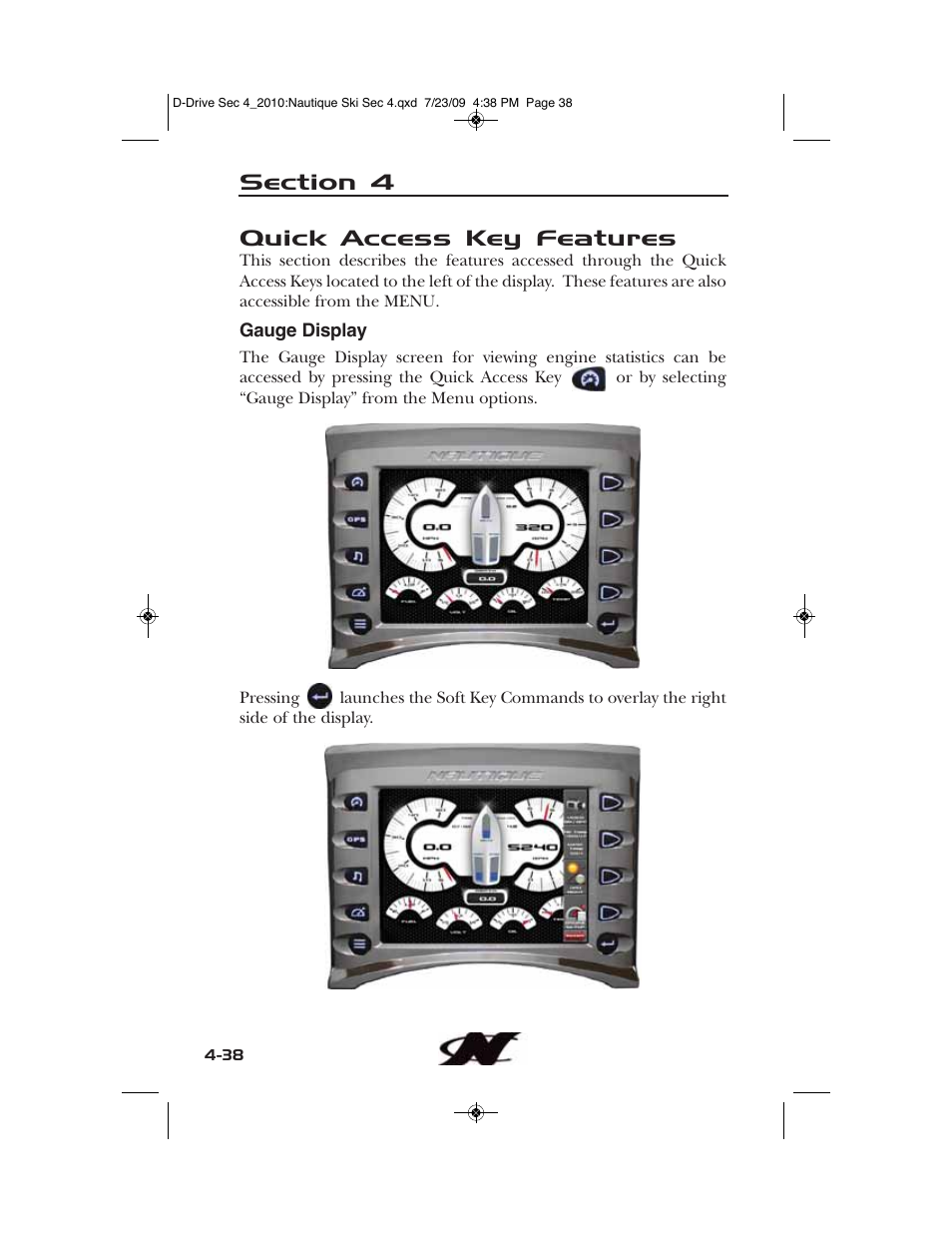 Quick access key features | Nautique 100077 User Manual | Page 110 / 228