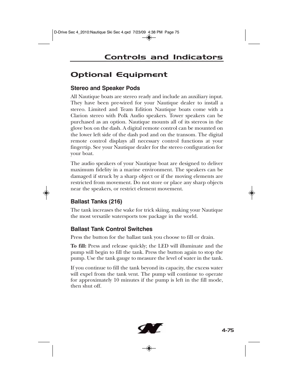 Controls and indicators optional equipment | Nautique 100077 User Manual | Page 147 / 228