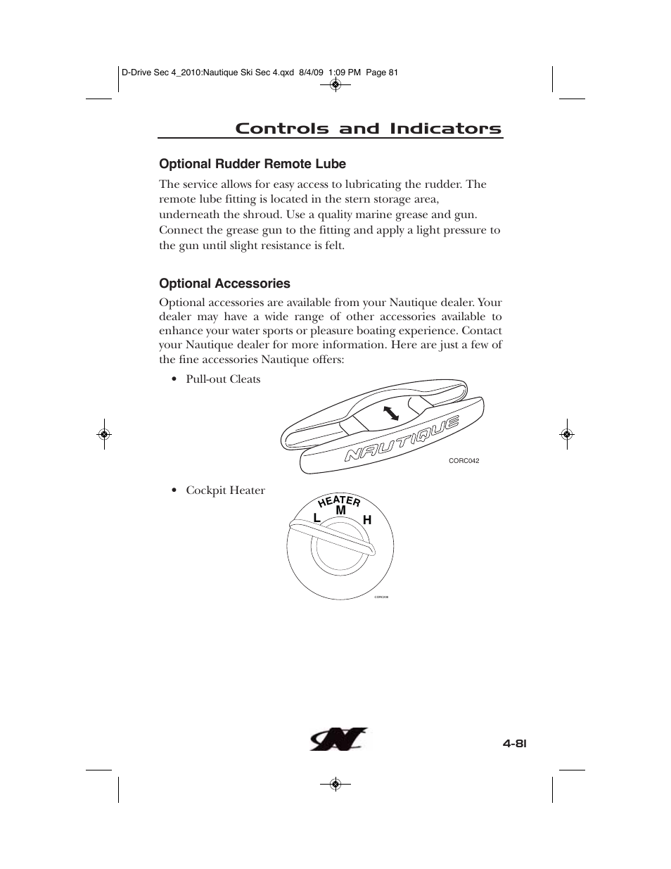 Controls and indicators | Nautique 100077 User Manual | Page 153 / 228