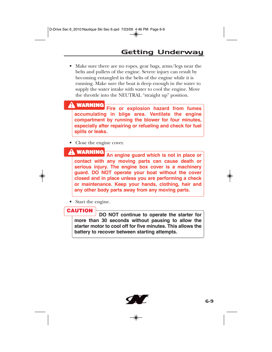 Getting underway | Nautique 100077 User Manual | Page 169 / 228