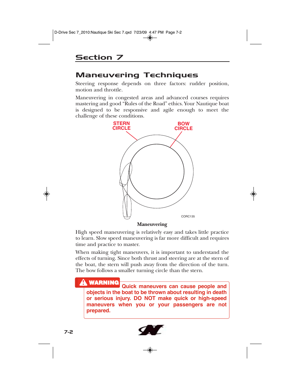 Maneuvering techniques | Nautique 100077 User Manual | Page 178 / 228