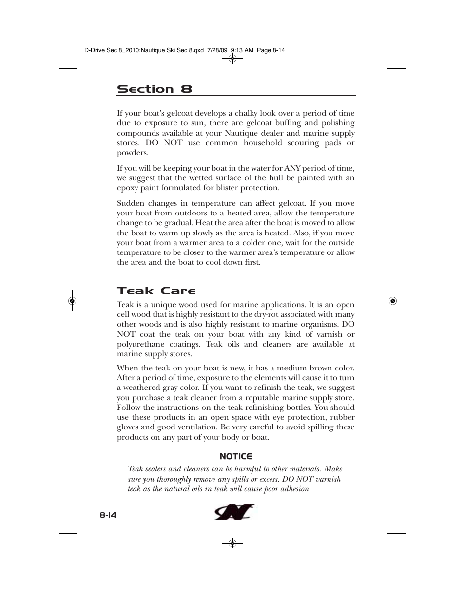 Teak care | Nautique 100077 User Manual | Page 196 / 228