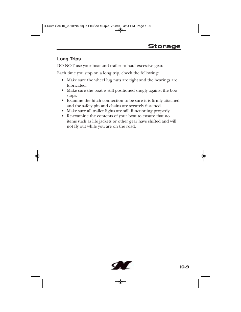 Storage | Nautique 100077 User Manual | Page 213 / 228