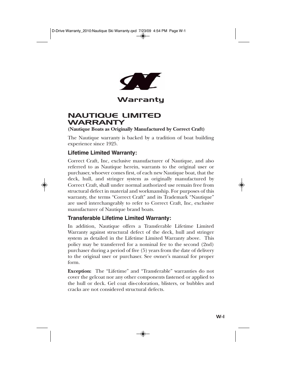 Warranty nautique limited warranty | Nautique 100077 User Manual | Page 219 / 228