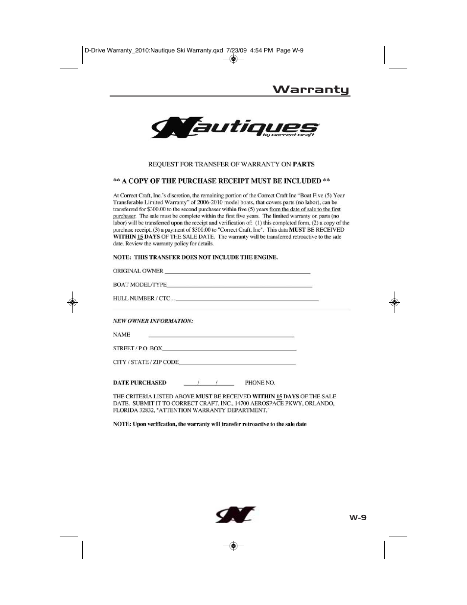 Warranty | Nautique 100077 User Manual | Page 227 / 228