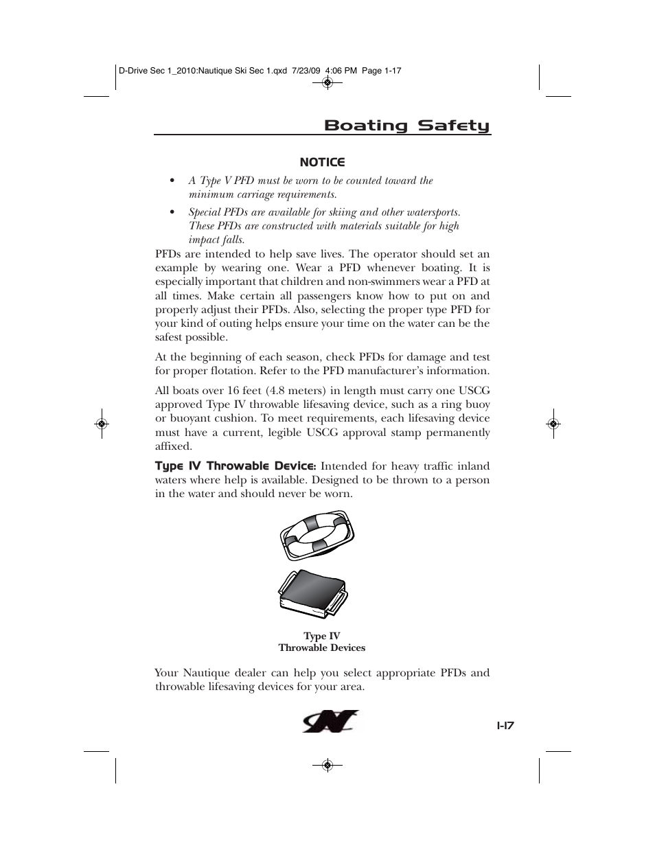 Boating safety | Nautique 100077 User Manual | Page 27 / 228