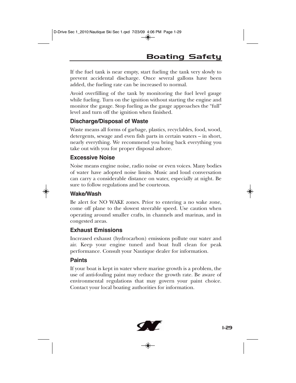 Boating safety | Nautique 100077 User Manual | Page 39 / 228