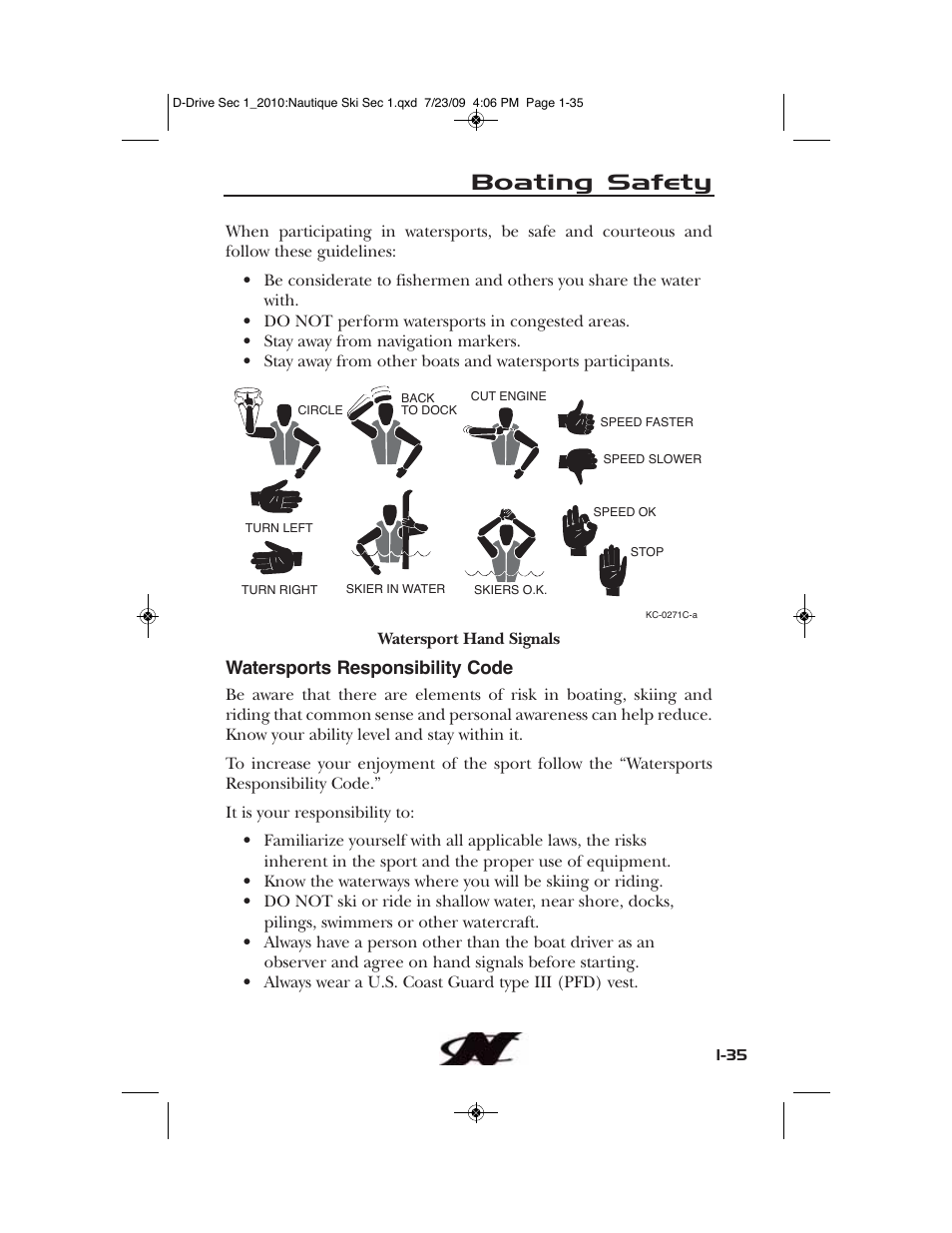 Boating safety | Nautique 100077 User Manual | Page 45 / 228