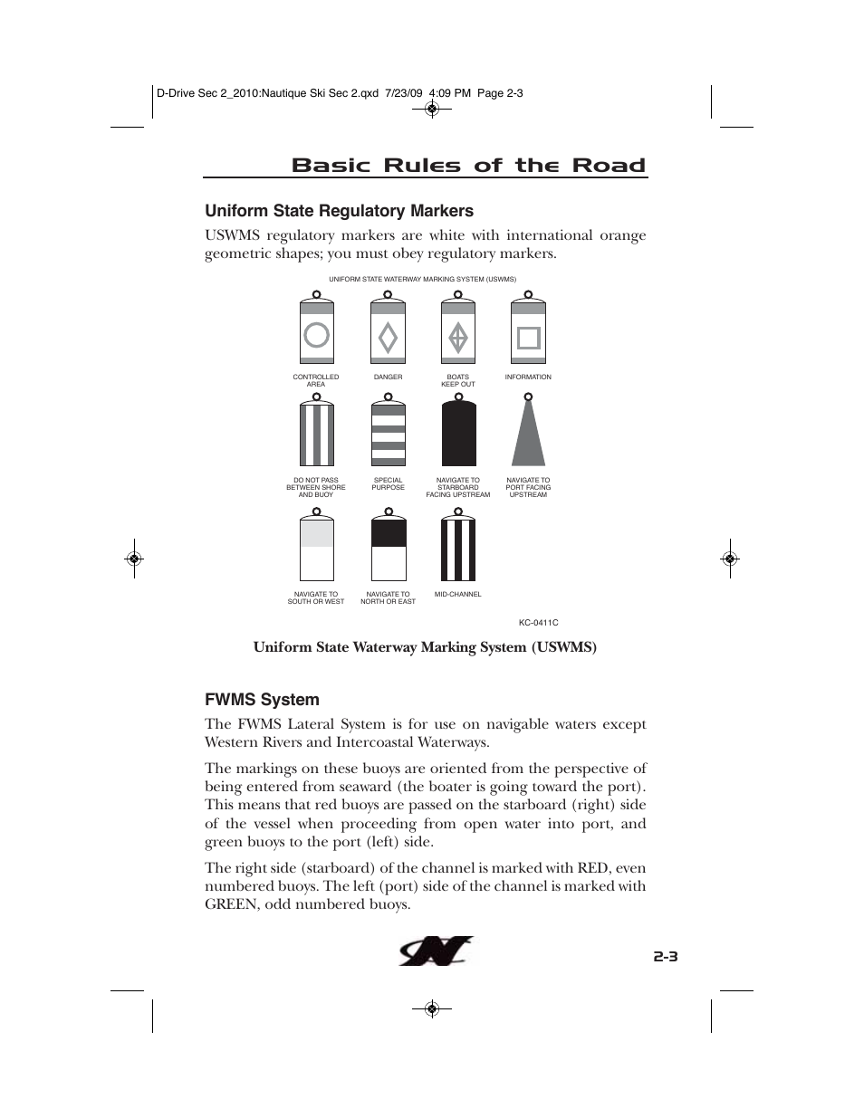 Basic rules of the road, Uniform state regulatory markers, Fwms system | Nautique 100077 User Manual | Page 49 / 228