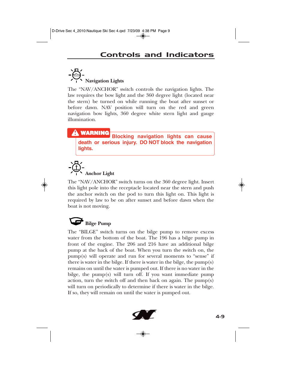 Controls and indicators | Nautique 100077 User Manual | Page 81 / 228