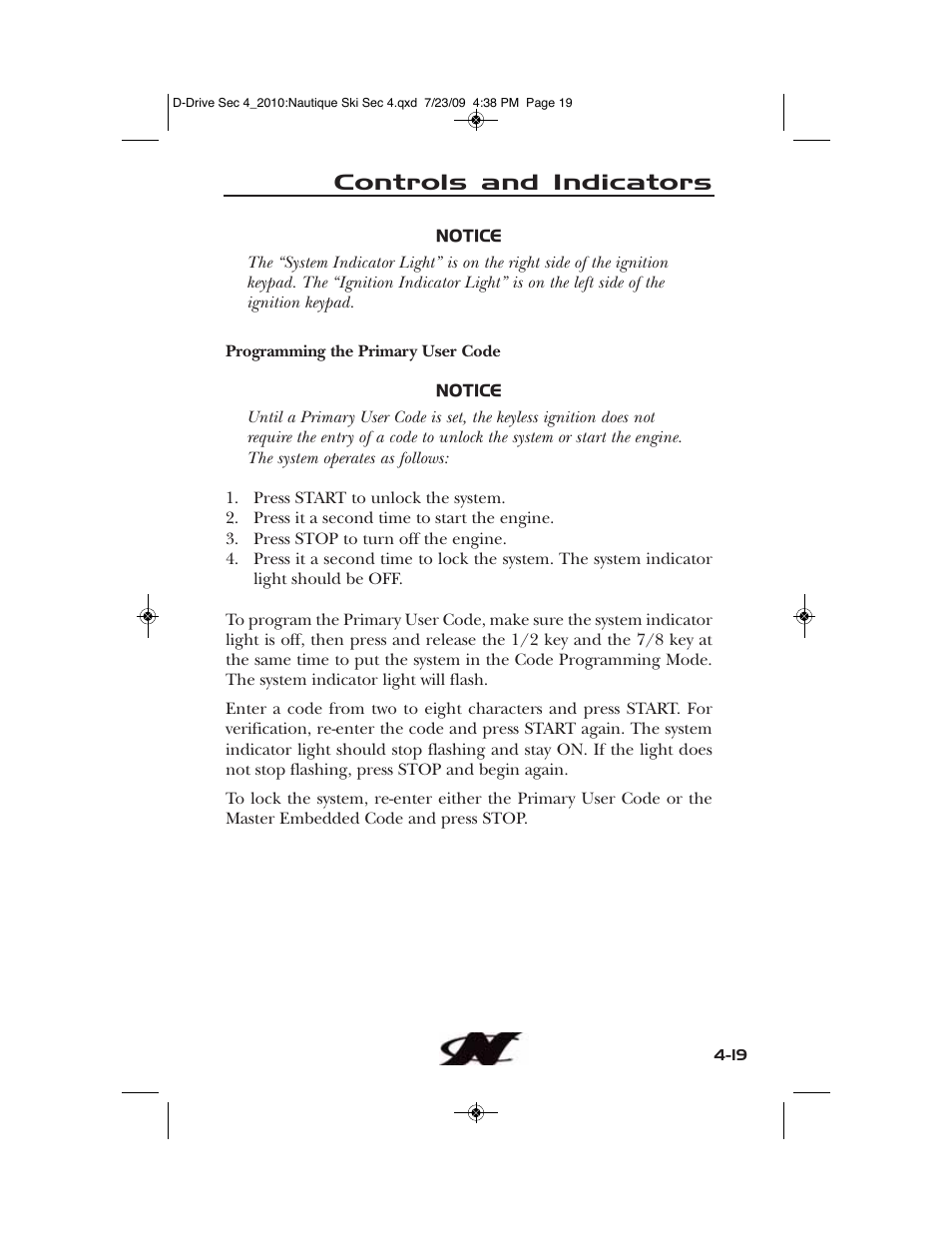 Controls and indicators | Nautique 100077 User Manual | Page 91 / 228