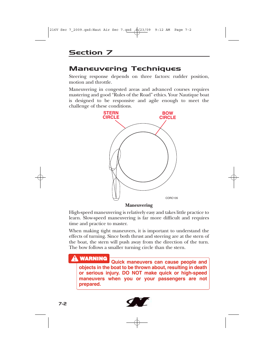 Maneuvering techniques | Nautique Crossover 90490 User Manual | Page 148 / 198