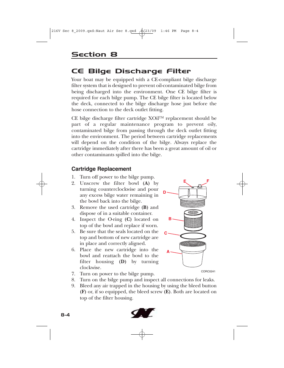 Ce bilge discharge filter | Nautique Crossover 90490 User Manual | Page 158 / 198