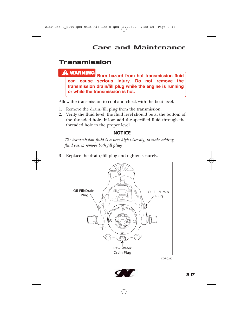 Transmission, Care and maintenance | Nautique Crossover 90490 User Manual | Page 171 / 198