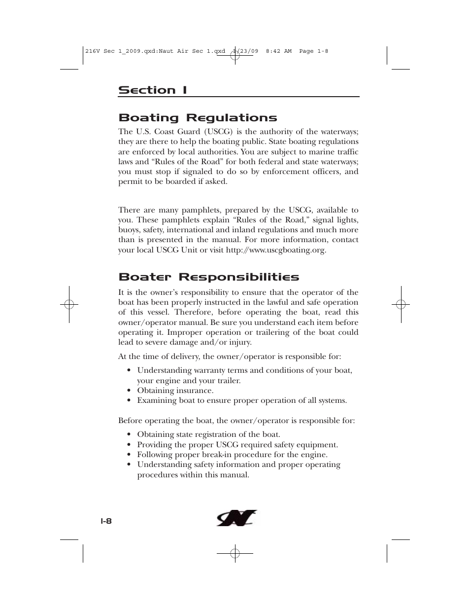 Boating regulations, Boater responsibilities | Nautique Crossover 90490 User Manual | Page 18 / 198