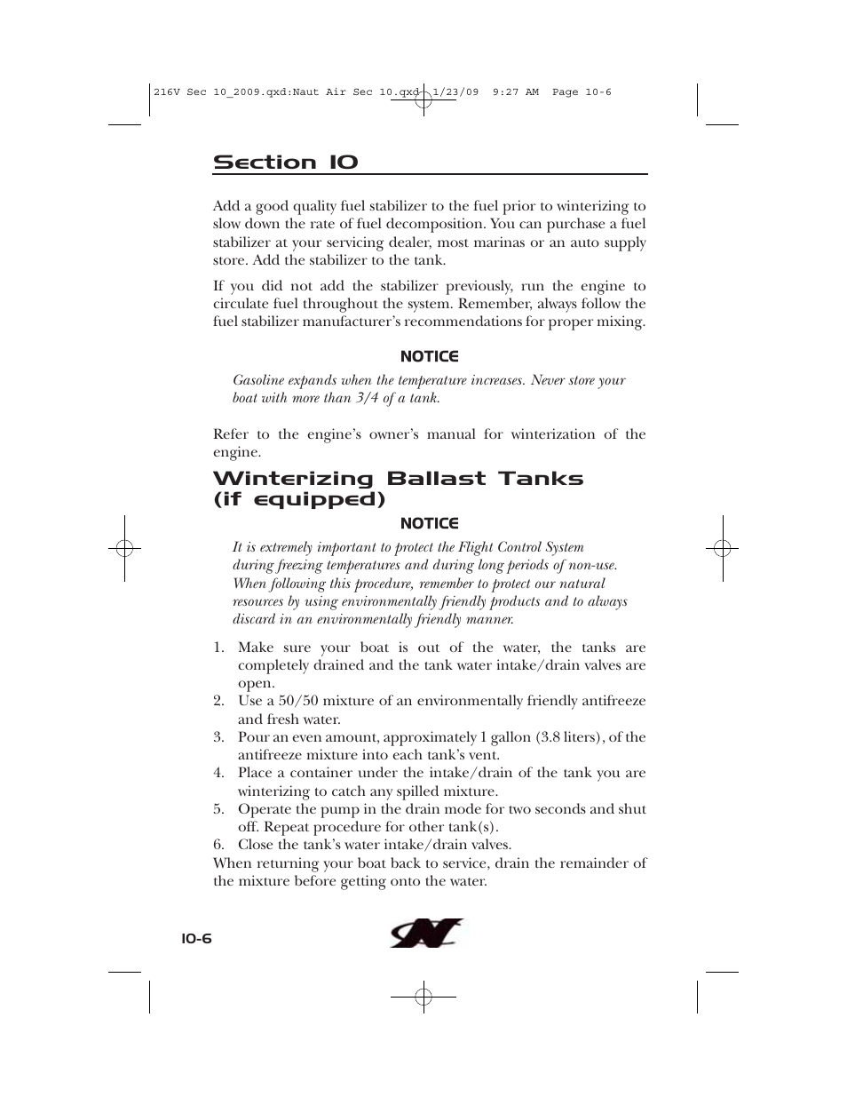 Winterizing ballast tanks (if equipped) | Nautique Crossover 90490 User Manual | Page 182 / 198