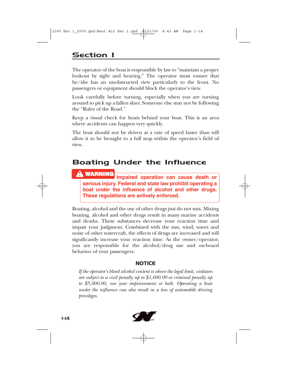 Boating under the influence | Nautique Crossover 90490 User Manual | Page 24 / 198