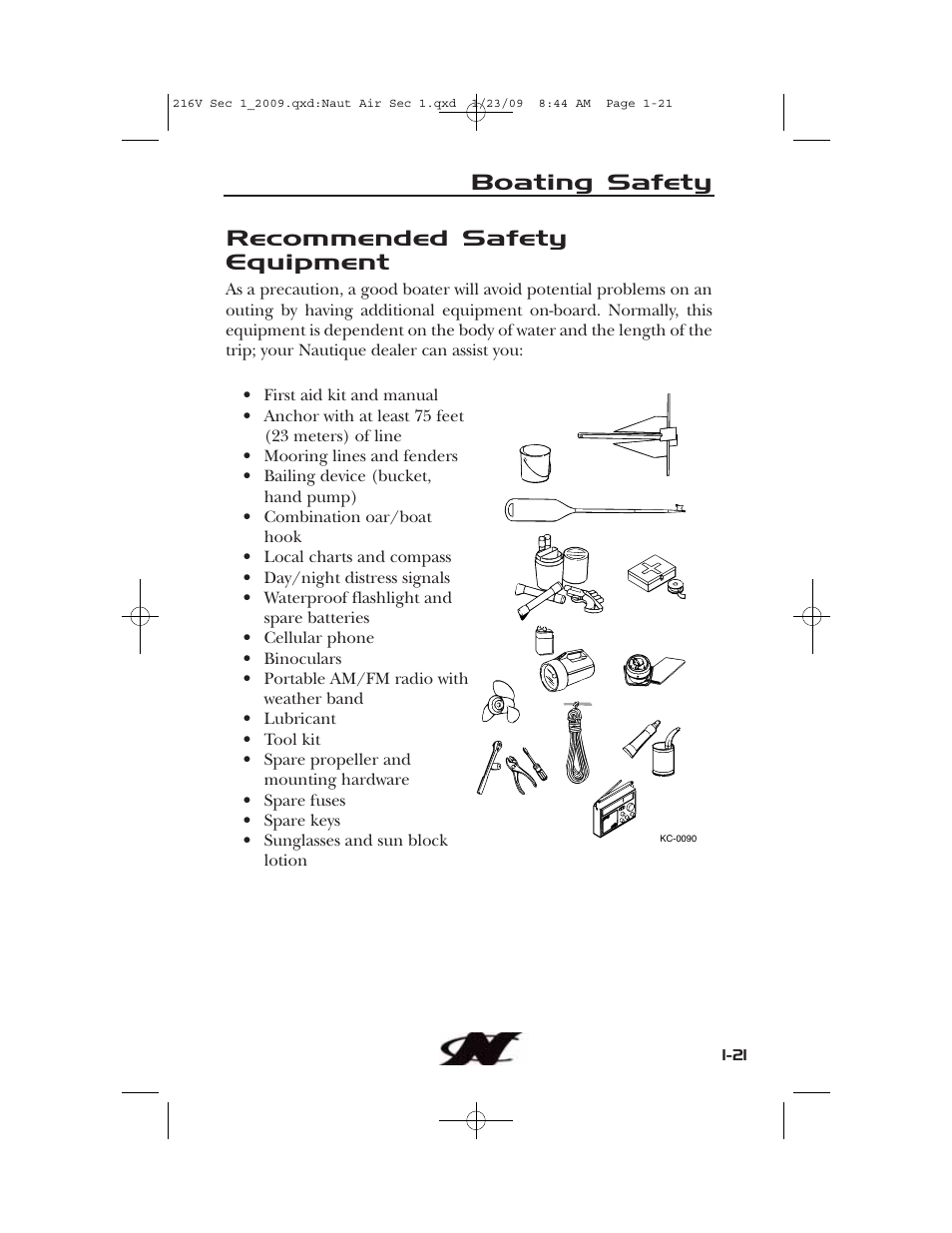 Boating safety recommended safety equipment | Nautique Crossover 90490 User Manual | Page 31 / 198