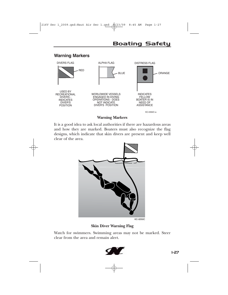 Boating safety, Warning markers | Nautique Crossover 90490 User Manual | Page 37 / 198