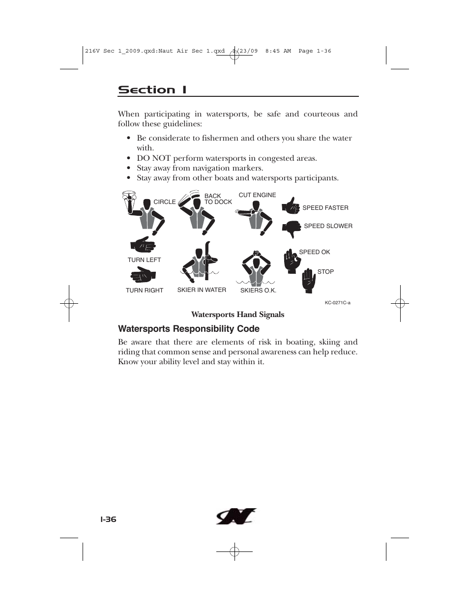 Watersports responsibility code | Nautique Crossover 90490 User Manual | Page 46 / 198