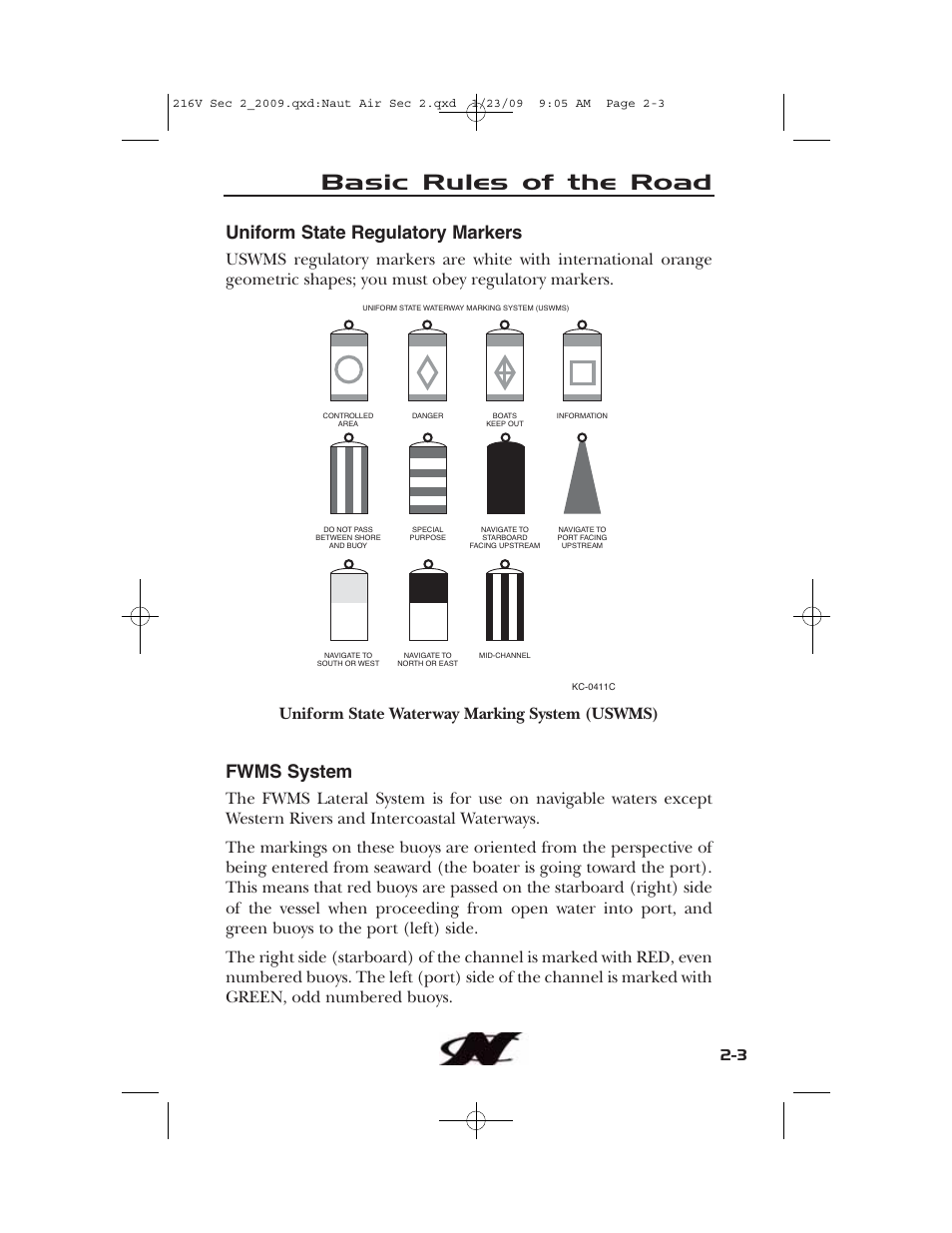 Basic rules of the road, Uniform state regulatory markers, Fwms system | Nautique Crossover 90490 User Manual | Page 51 / 198