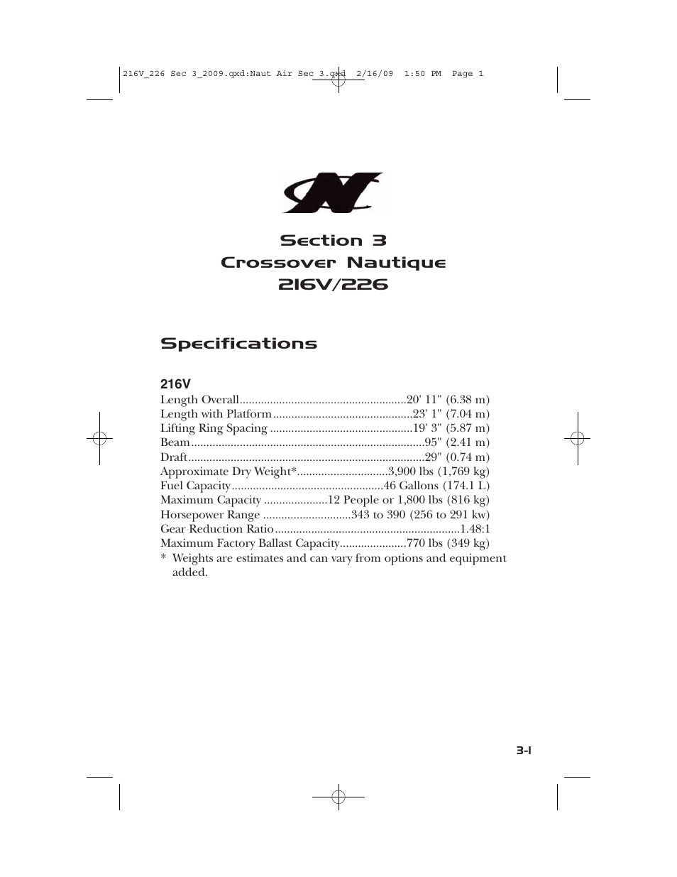 Nautique Crossover 90490 User Manual | Page 59 / 198