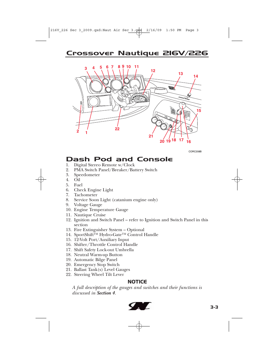 Dash pod and console | Nautique Crossover 90490 User Manual | Page 61 / 198