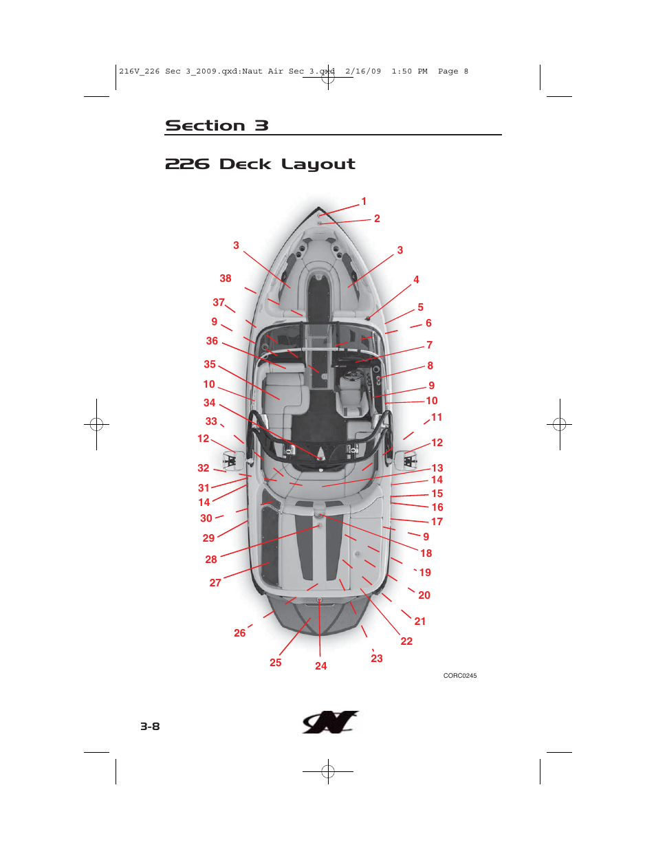 226 deck layout | Nautique Crossover 90490 User Manual | Page 66 / 198