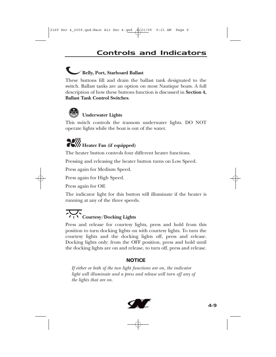 Controls and indicators | Nautique Crossover 90490 User Manual | Page 77 / 198