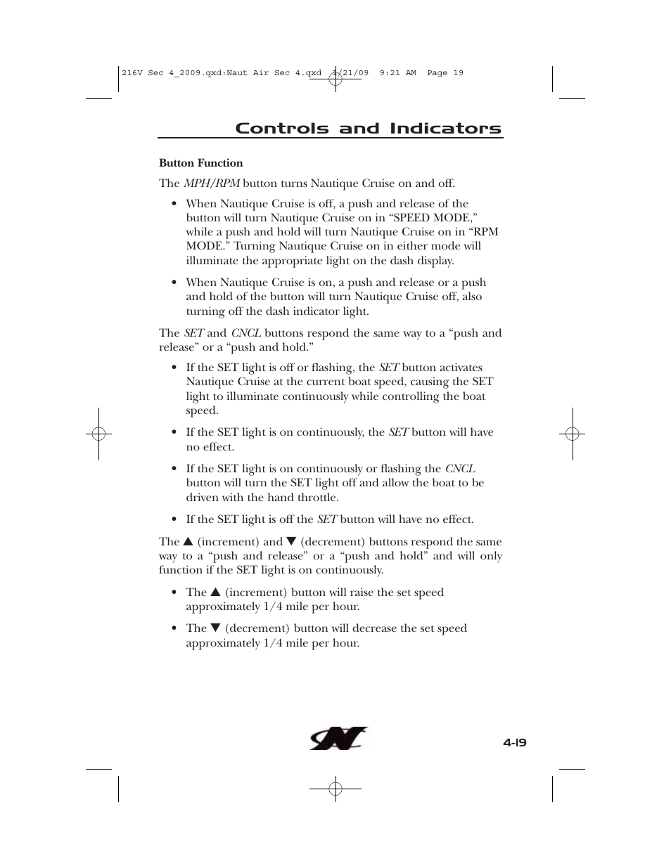 Controls and indicators | Nautique Crossover 90490 User Manual | Page 87 / 198