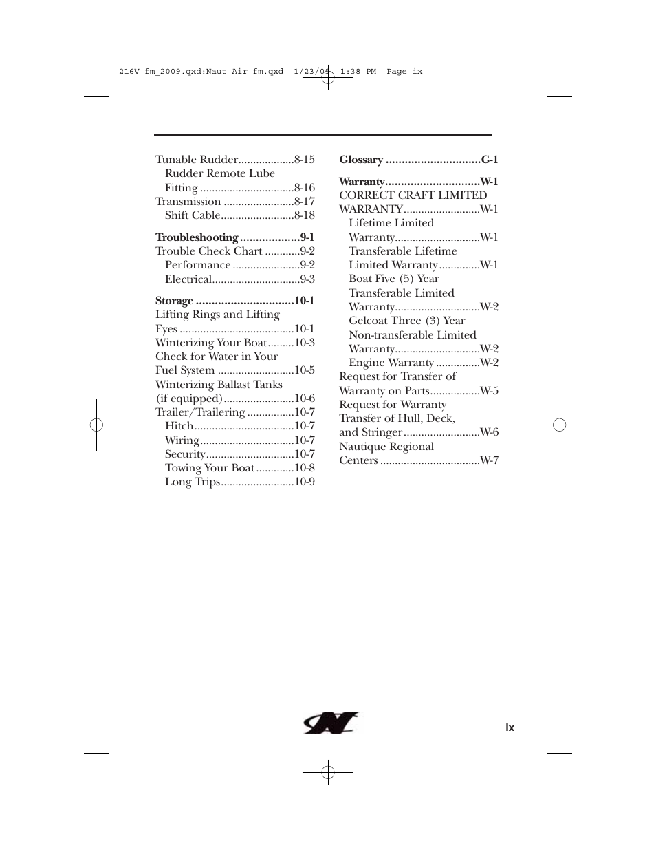 Nautique Crossover 90490 User Manual | Page 9 / 198