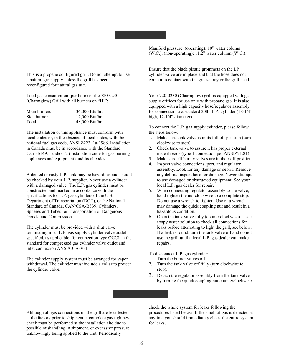 Gas hook-up, Leak testing | Nexgrill 720-0230 User Manual | Page 18 / 33